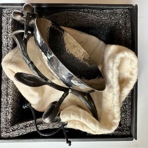 Michael Aram Olive Branch Hammered Dish Bowl with Original Box and Pouch